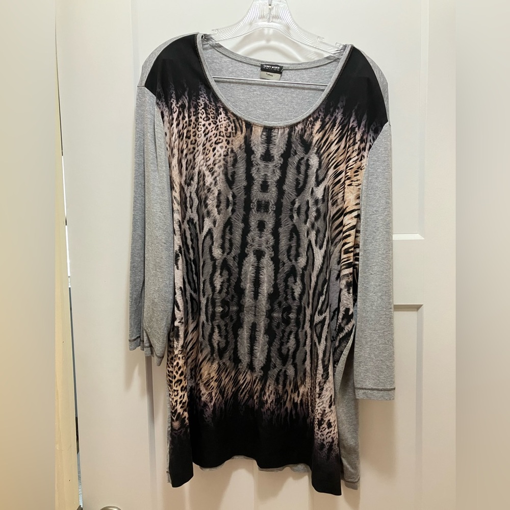 Gerry Weber Edition animal print long sleeve t shirt top 3X